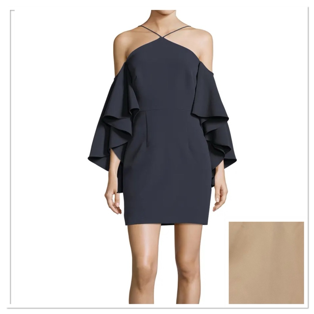 Milly Chelsea Cold-Shoulder Ruffle Sleeve Mini Dress in cream